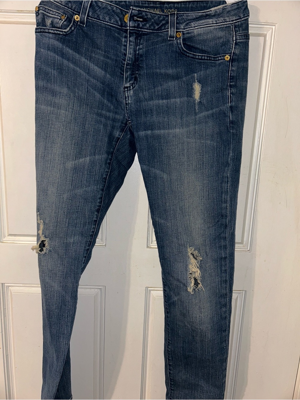 Michael Kors Blue Distressed Skinny Jeans
